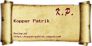 Kopper Patrik névjegykártya